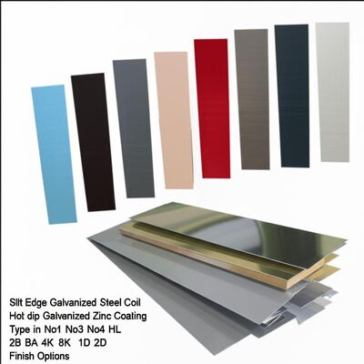 スリットエッジ溶融亜鉛めっきコイル 幅600～1500mm、No.1、No.3、No.4、HL、2B、BA、4K、8K、1D、2D仕上げオプション