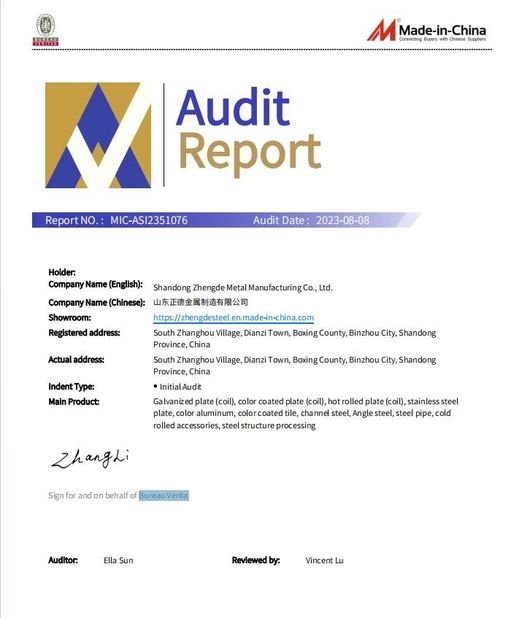 中国 SHANDONG ZHENGDEMETAL MANUFACTURING CO.,LTD. 認証